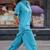 Sky blue cotton plain kurta afghani pant set
