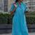 Sky blue cotton plain kurta afghani pant set