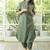 Green cotton plain kurta afghani pant set