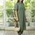Green cotton plain kurta afghani pant set