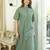 Green cotton plain kurta afghani pant set