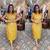 Yellow pure cotton mirror work bandhani printed kurta set
