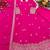 rani pink color embroidery sequin work silk blend gown set