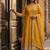 yellow color embroidery sequin work silk blend gown set