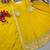 yellow color embroidery sequin work silk blend gown set