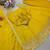 yellow color embroidery sequin work silk blend gown set