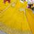 yellow color embroidery sequin work silk blend gown set