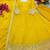 yellow color embroidery sequin work silk blend gown set