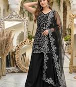 Black Color Embroidery And Sequance Work Georgete Salwar Suit
