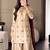 cream color embroidery sequin work crepe kurti sharara set