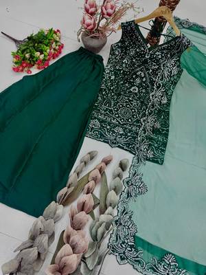 Green Color Embroidery And Sequance Work Georgete Salwar Suit 3