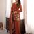 Women's rust embroidered crunchy silk kurta with bell bottom pant and dupatta festive ethnic suit set