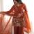Women's rust embroidered crunchy silk kurta with bell bottom pant and dupatta festive ethnic suit set