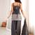 Women's charcoal grey embroidered vichitra silk straight kurta with farshi salwar and dupatta ethnic suit set