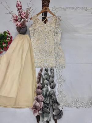 Off White Color Embroidery And Sequance Work Georgete Salwar Suit 3