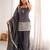 Women's charcoal grey embroidered vichitra silk straight kurta with farshi salwar and dupatta ethnic suit set