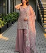 Pink Color Embroidery And Sequance Work Georgete Salwar Suit