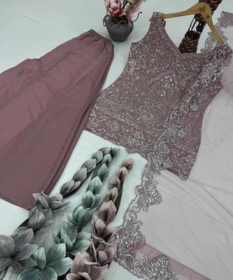 Pink Color Embroidery And Sequance Work Georgete Salwar Suit 3
