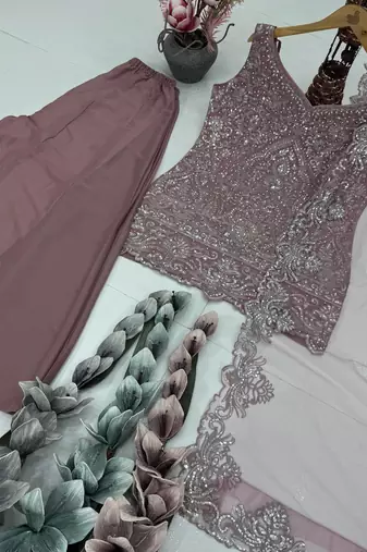Pink Color Embroidery And Sequance Work Georgete Salwar Suit