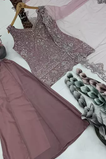 Pink Color Embroidery And Sequance Work Georgete Salwar Suit