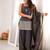 Women's charcoal grey embroidered vichitra silk straight kurta with farshi salwar and dupatta ethnic suit set