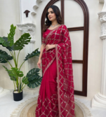 Red Color Thred With Sequnce Work Silk Blend Saree