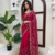 Red Color Thred With Sequnce Work Silk Blend Saree
