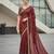 maroon color designer embroidery work sequins jarl thread with cutwork border  satin silk blend saree