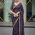 purple color designer embroidery work sequins jarl thread with cutwork border  satin silk blend saree