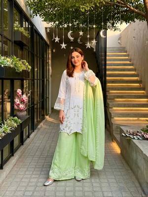 Light Green Color Embroidery And Sequences Work Georgette Salwar Suit 2