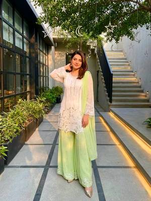 Light Green Color Embroidery And Sequences Work Georgette Salwar Suit 4