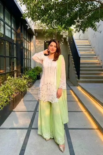 Light Green Color Embroidery And Sequences Work Georgette Salwar Suit