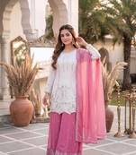 Pink Color Embroidery And Sequences Work Georgette Salwar Suit
