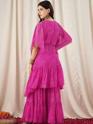 Women Printed Layered Thread Work Kurti with Sharara 4