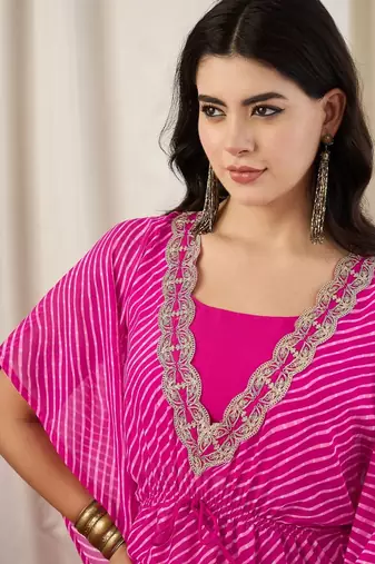 Women Printed Layered Thread Work Kurti with Sharara