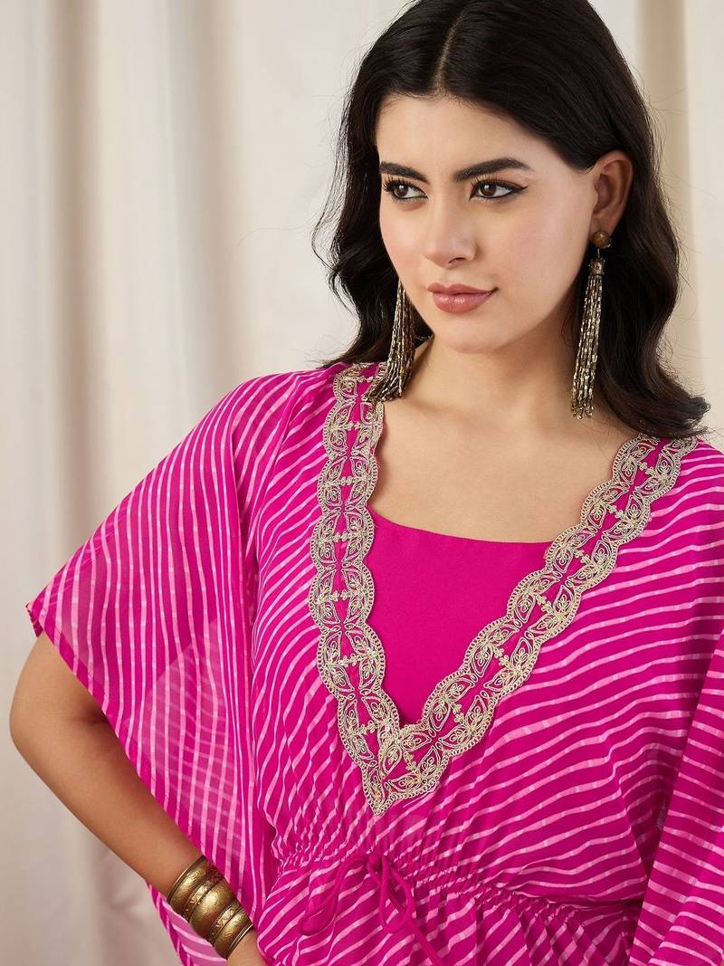 Women Printed Layered Thread Work Kurti with Sharara