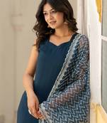 Pure Silk Jacquard Straight Kurta With Trousers & Dupatta