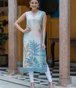 Digital Printed V-Neck Straight Kurta