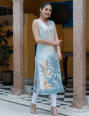 Digital Printed V-Neck Straight Kurta 3