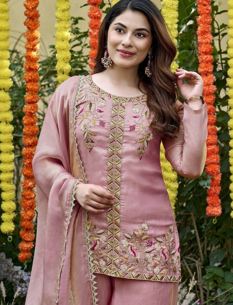 Women Ethnic Motifs Embroidered Regular Thread Work Kurta with Palazzos & With Dupatta