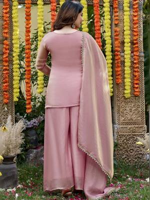 Women Ethnic Motifs Embroidered Regular Thread Work Kurta with Palazzos & With Dupatta 4