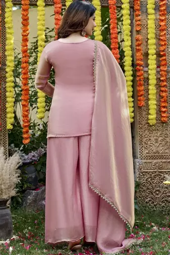Women Ethnic Motifs Embroidered Regular Thread Work Kurta with Palazzos & With Dupatta