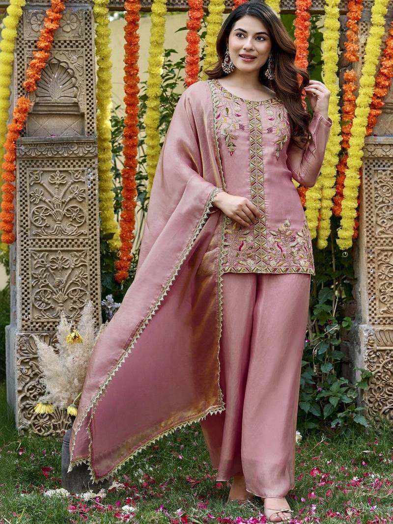 Women Ethnic Motifs Embroidered Regular Thread Work Kurta with Palazzos & With Dupatta