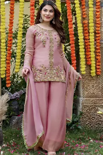Women Ethnic Motifs Embroidered Regular Thread Work Kurta with Palazzos & With Dupatta