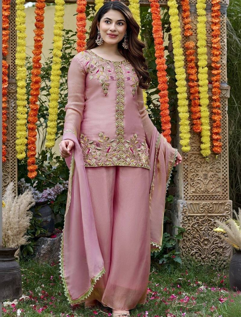 Women Ethnic Motifs Embroidered Regular Thread Work Kurta with Palazzos & With Dupatta
