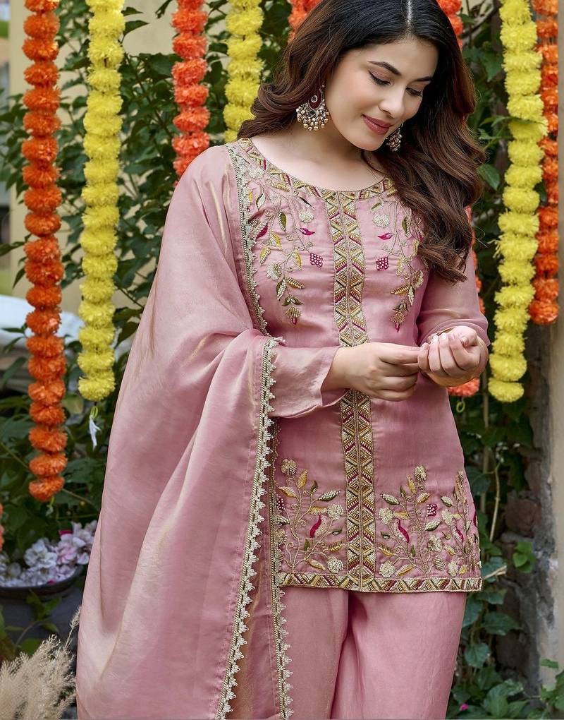 Women Ethnic Motifs Embroidered Regular Thread Work Kurta with Palazzos & With Dupatta