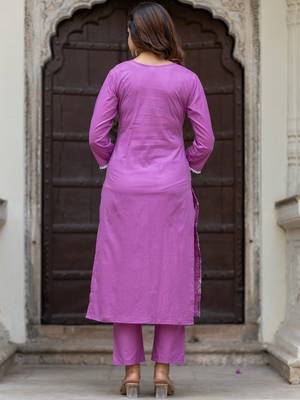 Women Ethnic Motifs Embroidered Regular Pure Cotton Kurta with Trousers & With Dupatta 4