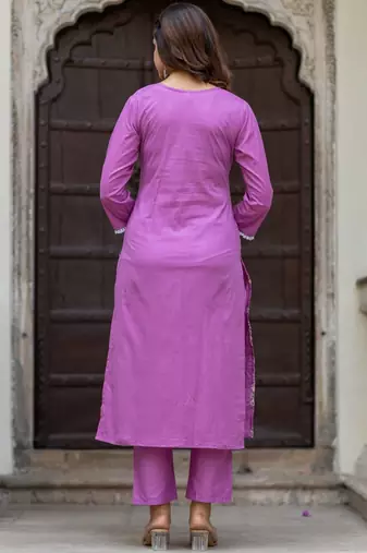 Women Ethnic Motifs Embroidered Regular Pure Cotton Kurta with Trousers & With Dupatta
