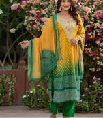 Women Ombre Dyed Regular Kurta with Trousers & With Dupatta