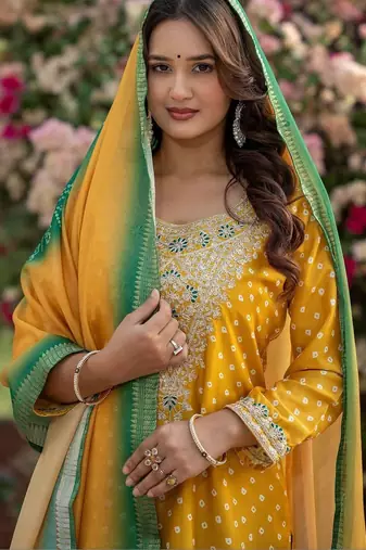 Women Ombre Dyed Regular Kurta with Trousers & With Dupatta